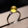 Original amber with inlaid rose petals - loose-fitting -8m diameter - silver-plated copper with color retention setting details Picture